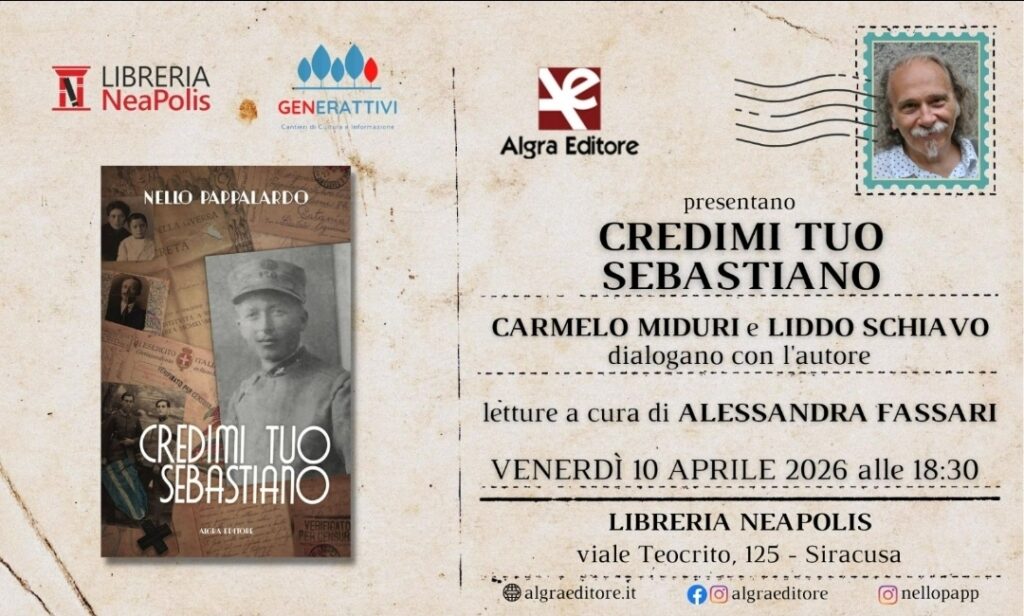 Siracusa, alla Libreria Neapolis la presentazione di “Credimi tuo Sebastiano” 1 Locandina